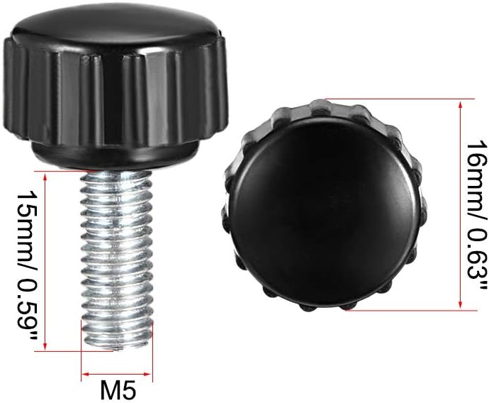 M4 x 35mm Vis à vis mâle filetée filetée avec poignée de verrouillage à doigt pour poignée de verrouillage manuelle avec vis à goupilles en plastique noir 10 Pièces