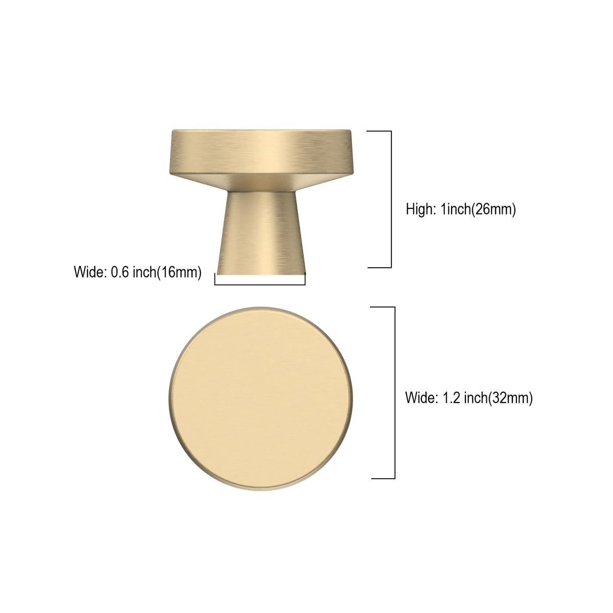 LinkMejor 10 Pack Brushed Gold Cabinet Knobs, Kitchen Knobs