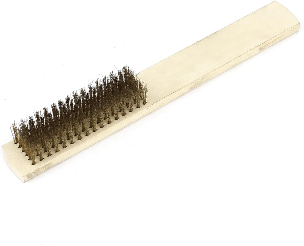Wooden Handle Grinding Polishing Brass Wire Brush 20cm Length