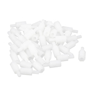 M3 10+6mm Male Female Thread Nylon Hex Standoff Spacer Screw White 50pcs