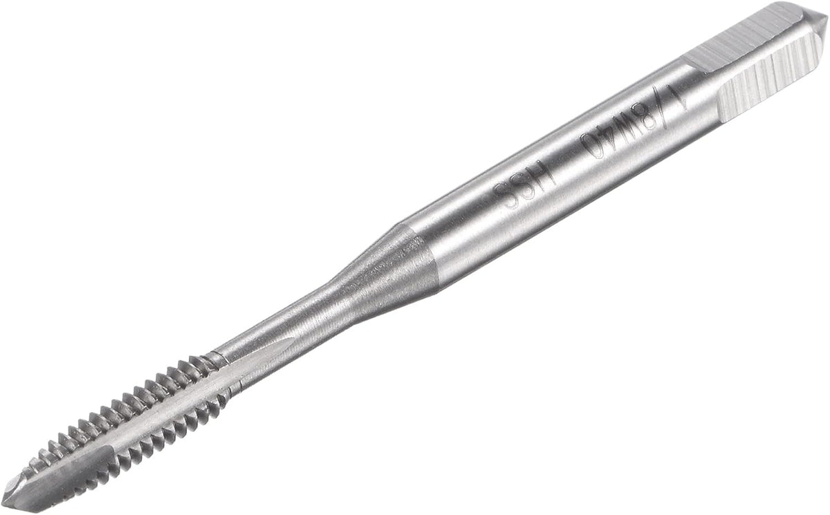 Spiral Point Threading Tap 1/8-40 BSW, HSS (High Speed Steel) Machine Thread Screw Tap 3 Straight Flutes Uncoated Tapping Tool H2 Tolerance