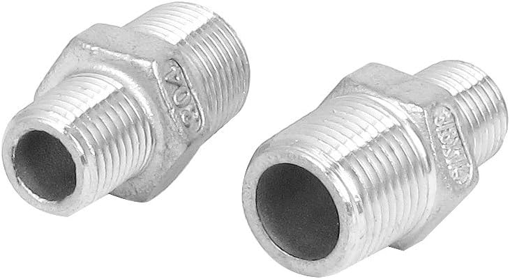 3/8BSP to 1/4BSP Male Thread Hex Nipple Hose Pipe Fitting 2pcs