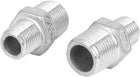 3/8BSP to 1/4BSP Male Thread Hex Nipple Hose Pipe Fitting 2pcs