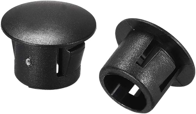 20pcs Mounting 8mm X 8mm Black Nylon Round Snap Panel Locking Hole Plugs Cover
