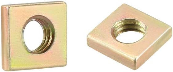 Square Nuts, M4x7mmx2mm Yellow Zinc Plated Metric Coarse Thread Assortment Kit, 100 Pcs