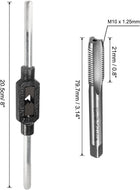 1pcs Wrench Handle Adjustable Tap 1/16"-1/4" (UNC/UNF) / 2.5mm-13mm Capacity & 1pcs Metric Machine Tap M10 x 1.25mm 3 Straight Flutes