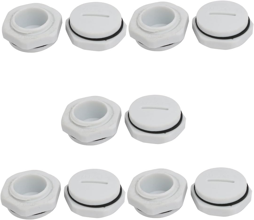 M22 Nylon Male Threaded Cable Gland Screw End Cap Cover Gray 10pcs