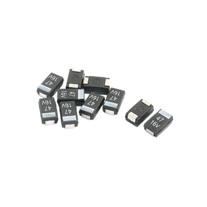 a14041500ux0343 10 Piece SMT Surface Mounted Devices 7343 D Type 47uF 16V Black Chip Tantalum Capacitors, 0.17" Width, 0.29" Length