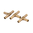 8mm Dia T Shaped 3 Way Brass Hose Barb Fittings Pipe Tube Connectors 3pcs
