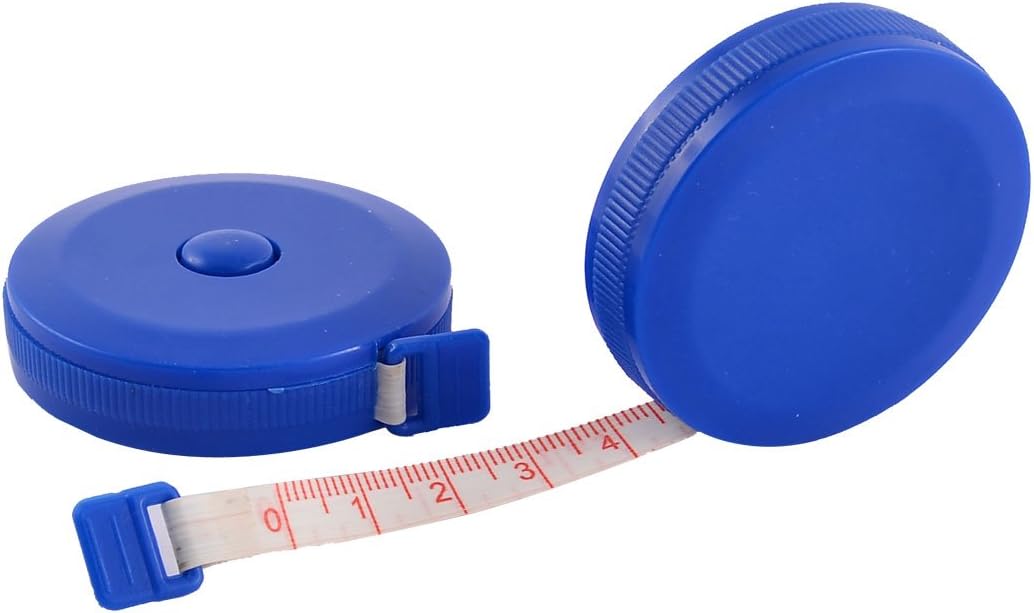 LinkMejor Plastic Tailor Round Shape Retractable Tape Measure Soft Ruler 1.5M 2pcs Blue