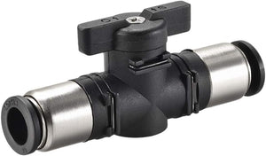 Pneumatic Ball Valve, Push to Connect Shut off Valve, 10mm Inner Diameter, for Air Flow Control, Plastic Zinc Alloy Black
