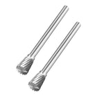 Tungsten Carbide Rotary Files 1/8" Shank, Single Cut Inverted Cone Shape Rotary Burrs Tool 6mm Dia, for Die Grinder Drill Alloy Steel Hard Metal Carving Polishing Engraving, 2pcs