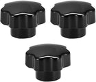 3 Pcs Seven Star Knob Grip Handle M10 Diameter Brass Insert Female Threaded Black