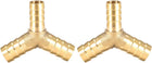 Tee Brass Barb Fitting Reducer Y Shape 3 Way Fit Hose ID 12mm x 10mm x 12mm 2pcs