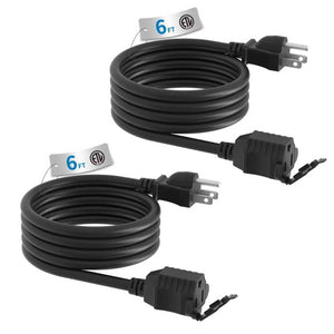 LinkMejor Cablu de Extensie pentru Interior și Exterior, Apărez, 6 Piede, 3 Fuste, Furtună de Putere pentru Casă și Grădină, 16 AWG, 13A/1625W, Înregistrat ETL, 2 Pachete