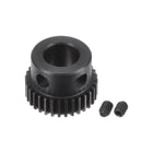 Pinion Gear Set, 45# Carbon Steel Motor Rack Spur Gear with Step Black, 0.5 Mod 32T 8mm Bore 17mm Outer Dia, M4 Set Screws Included
