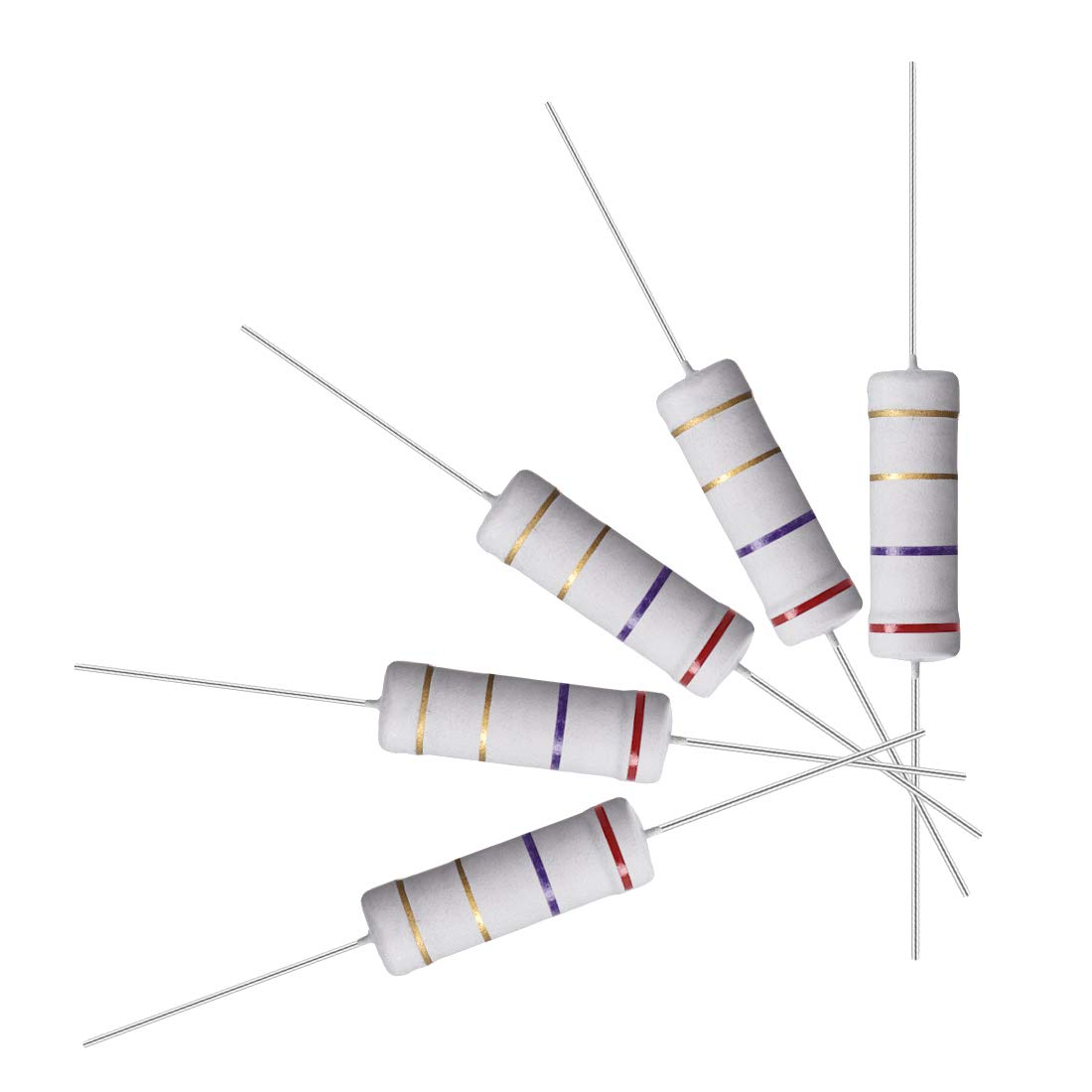 10Pcs 2.7 Ohm Resistor, 5W 5% Tolerance Metal Oxide Film Resistors, Lead, Flame Proof for DIY Electronic Projects and Experiments