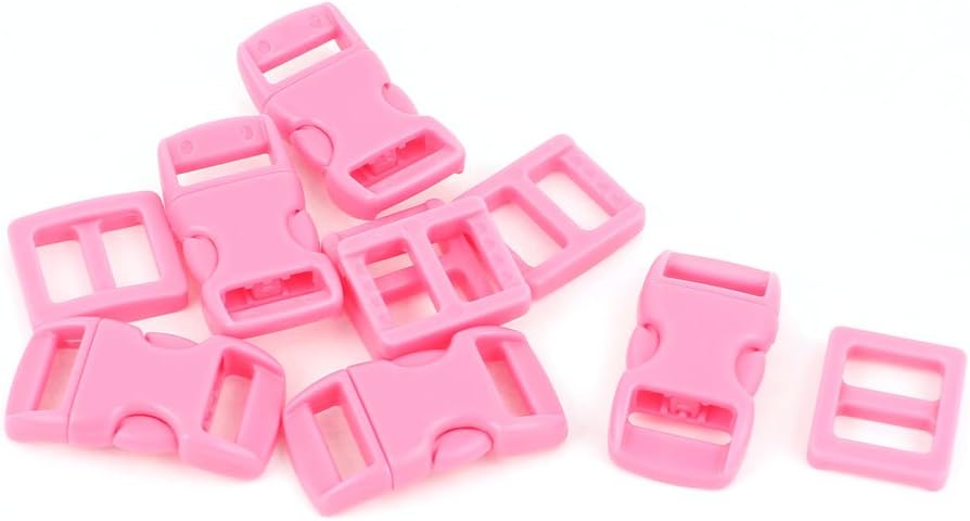 LinkMejor Plastic Pack Bag Side Quick Release Clasp Buckles 10-11mm Webbing Strap Band 5pcs Pink