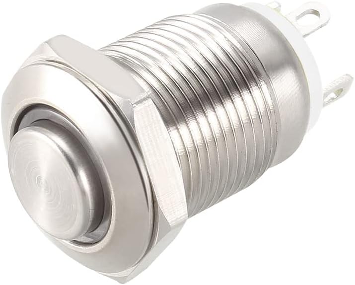 Momentary Metal Push Button Switch High Head 12mm Mounting Dia 1NO 12V White LED Light