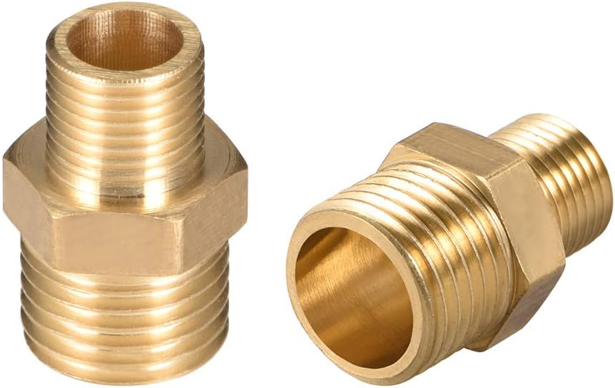 Brass Male to Male Straight Pipe Reducing Hex Fitting G1/4 x G1/8 Male Connector 2pcs