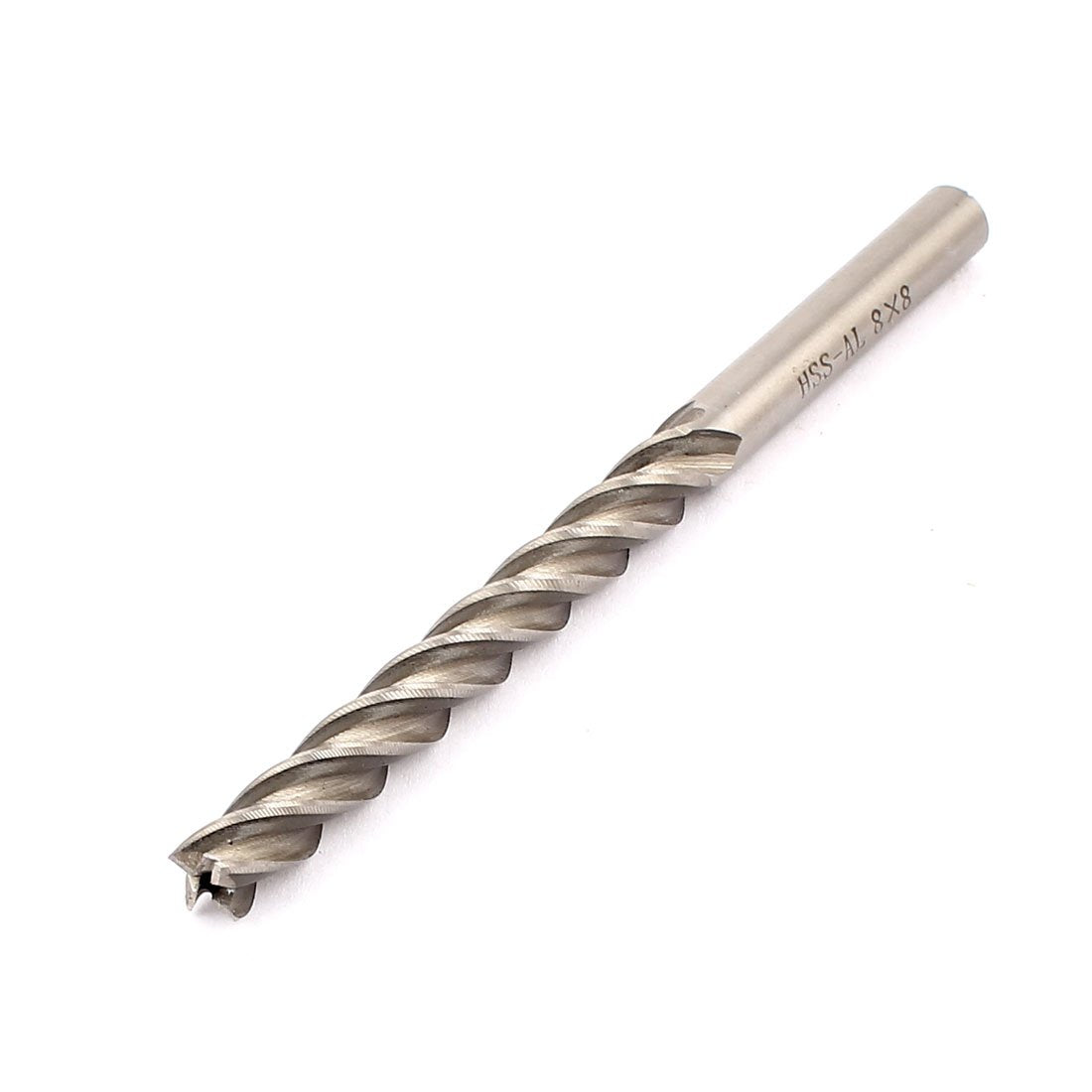 120mm Long 8mm Cutting Dia HSS-AL Straight Shank 4 Flutes End Mill