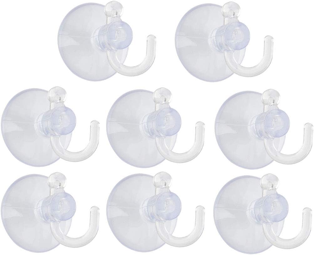 8pcs Suction Cup Hooks 1.2 Inch Diameter Plastic Wall Ceiling Hooks Removable Kitchen Wall Vacuum Holder for Smooth Tile Glass