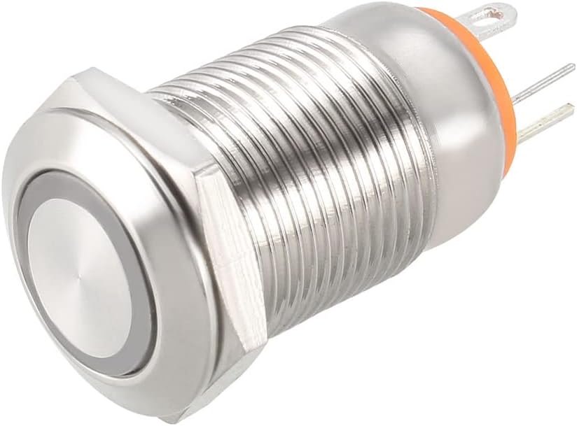 Buton de push metal cu fixare 12mm 1NO 3-6V LED verde