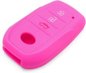 Capa de proteção para chave de carro de silicone rosa para Toyota Crown, Camry, Corolla, RAV4