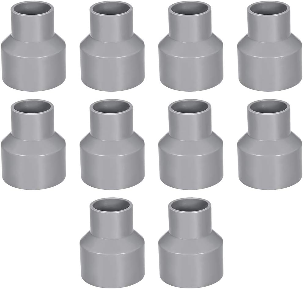 PVC DWV Reducing Coupling Schedule 40 Gray 32mm x 50mm Socket 10Pcs