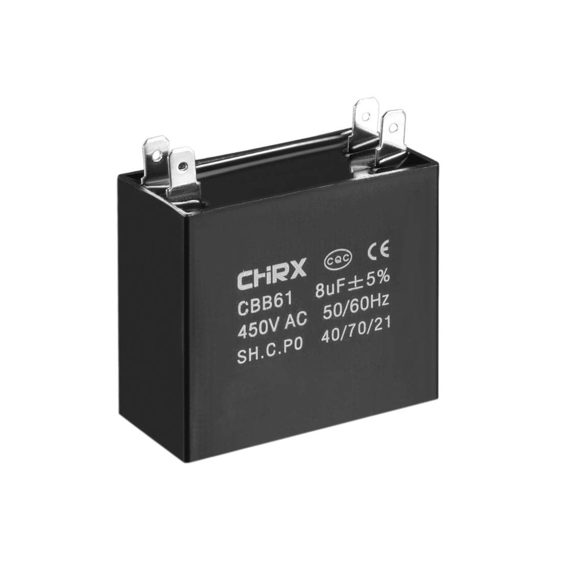 Ceiling Fan Capacitor CBB61 8uF 450V AC Double Insert Metalized Polypropylene Film Capacitors 47x23x41mm for Water Pump Motor Generator