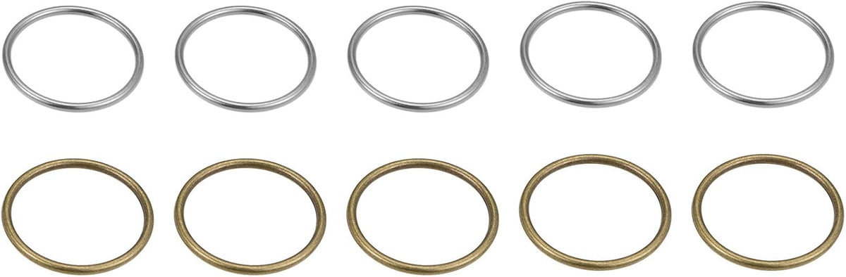 O Ring Buckle, 40mm ID Black 10pcs and 45mm ID Bronze Tone 10pcs Zinc Alloy Fasteners for Bag DIY