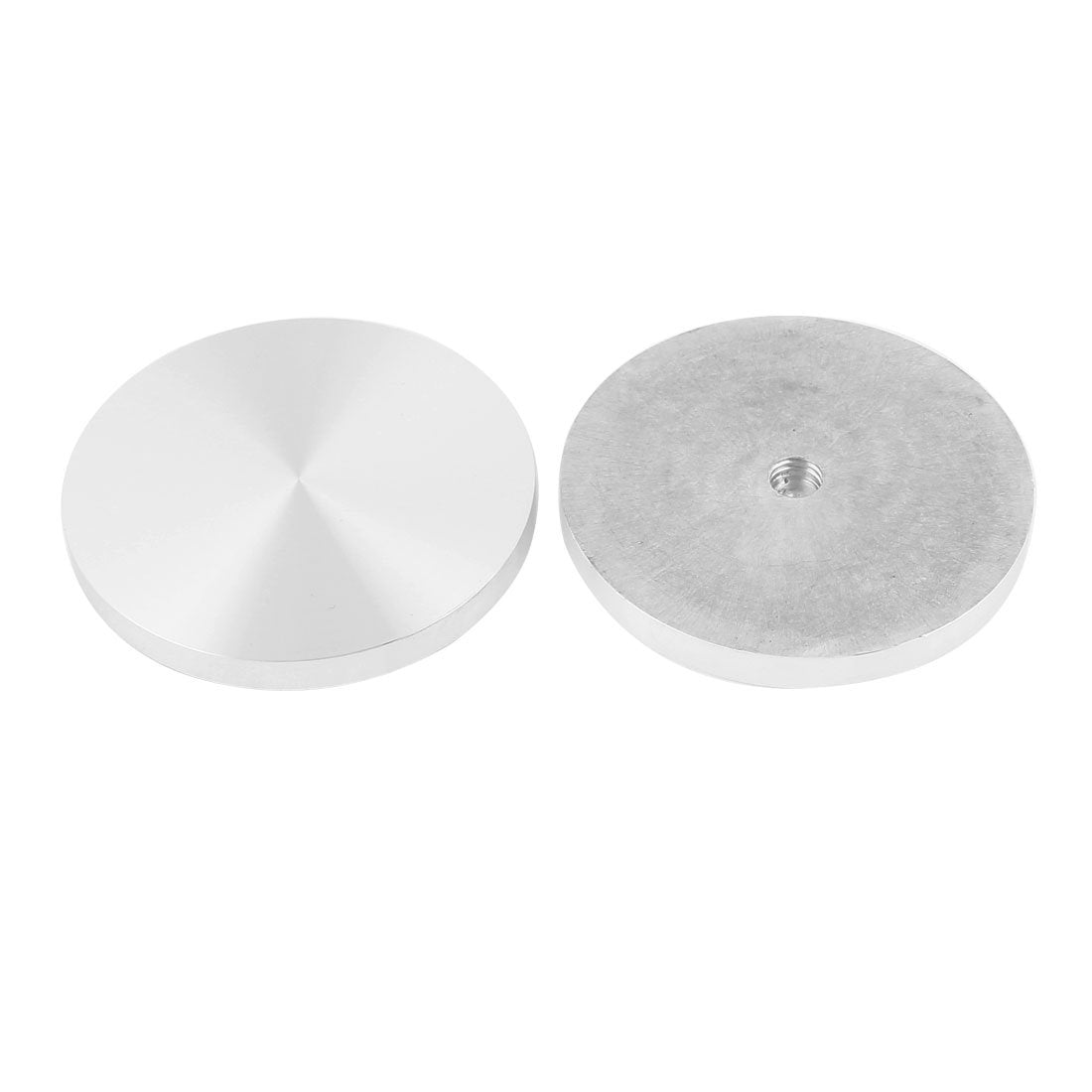 M10 Thread 80mm Diameter Round Shape Aluminum Disc Hardware for Glass Table 2pcs