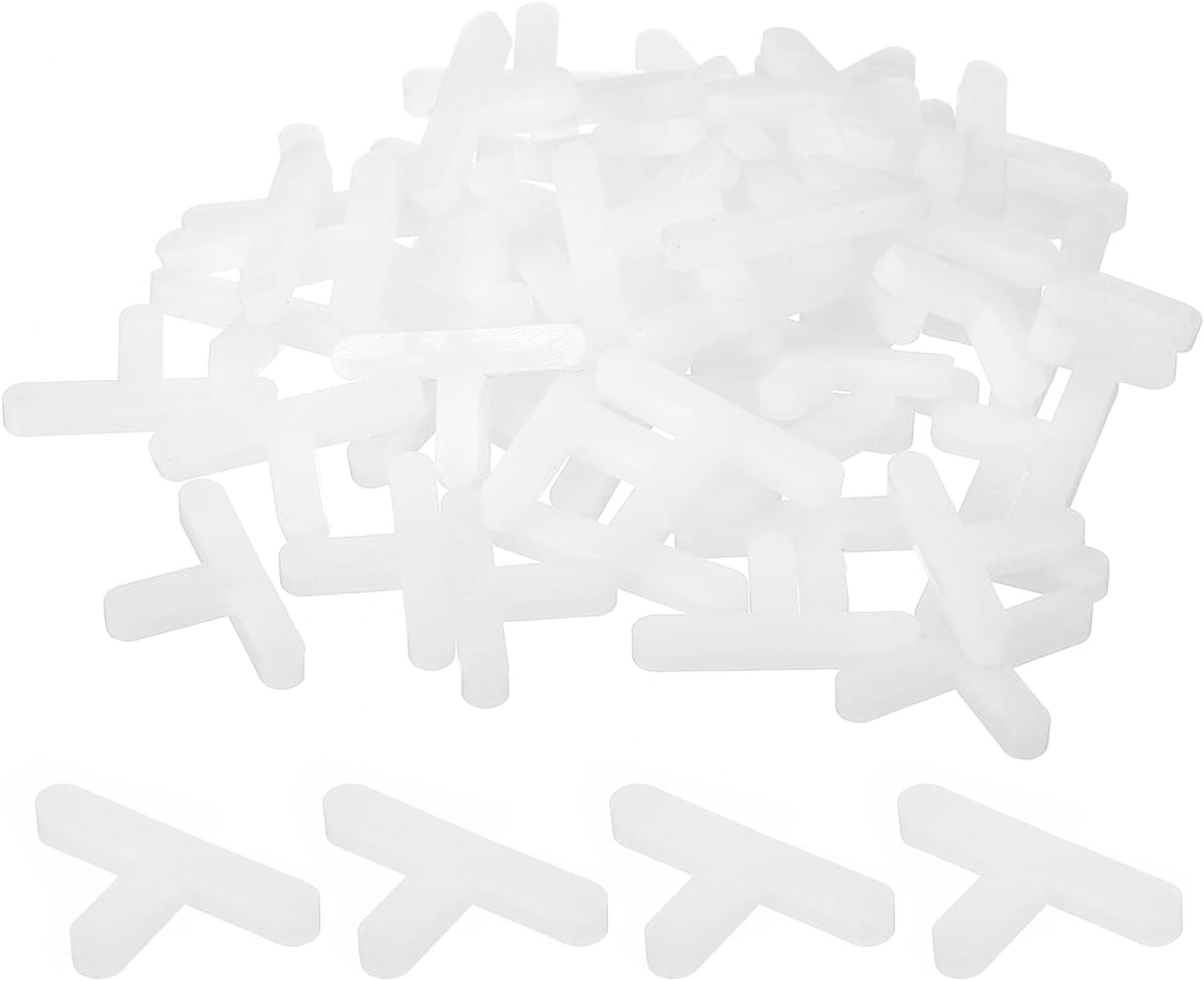 100Pcs Wall Floor Tile Plastic T Shape Spacers Tiling Tools 4mm 5/32" Tile Spacers for Ceramic Tile Installation, White