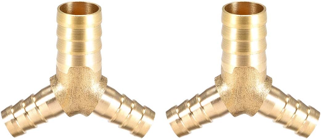 Tee Brass Barb Fitting Reducer Y Shape 3 Way Fit Hose ID 14mm x 10mm x 10mm 2pcs