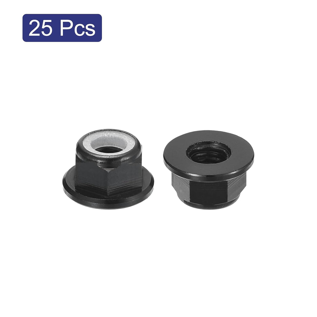 100Pcs M10 Aluminiumlegierung Nylon Einlegesicherheitsnüsse, Schwarz, Flansch, Mutterkopf