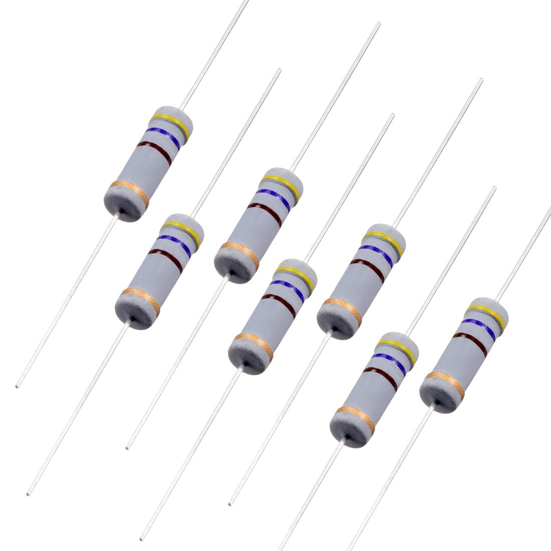 50Pcs 470 Ohm Resistor, 3W 5% Tolerance Carbon Film Resistors, 4 Bands for DIY Electronic Projects and Experiments