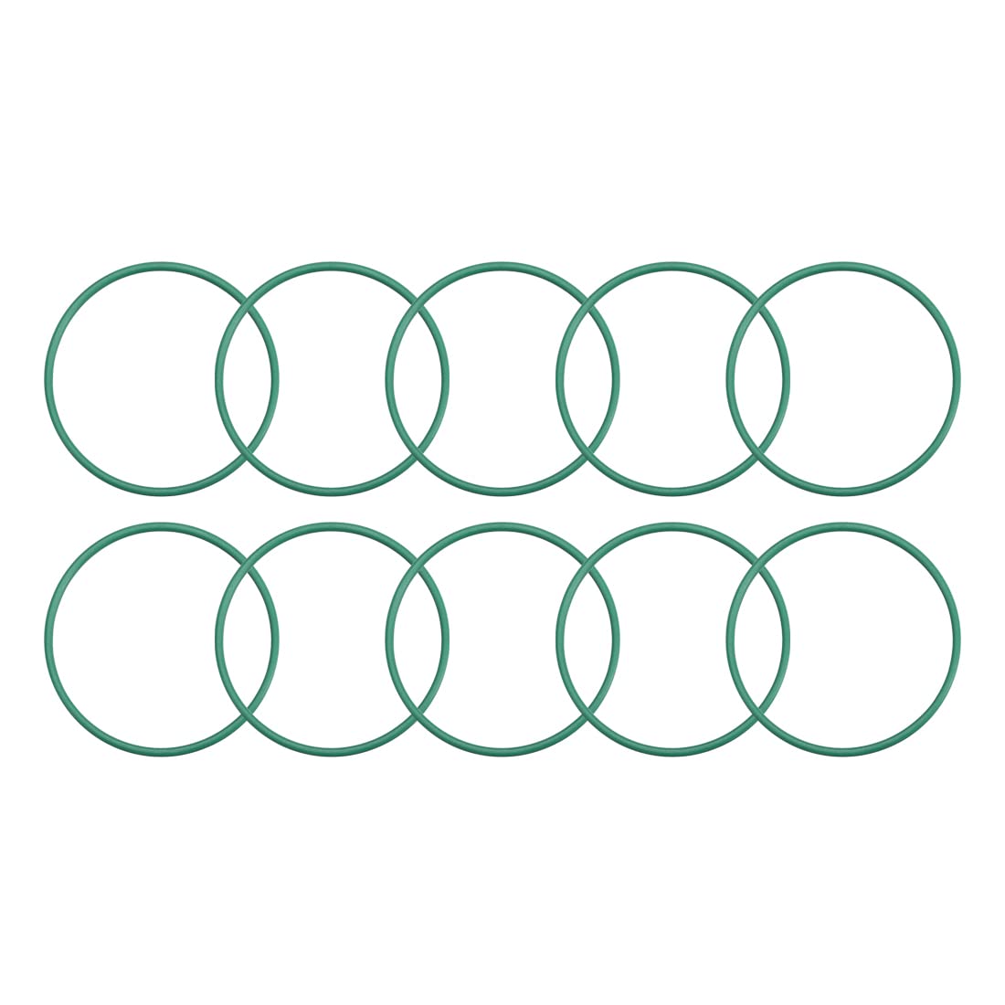 Fluorine Rubber O-Rings, 38mm OD 35mm ID 1.5mm Width FKM Seal Gasket for Machinery Plumbing, Green, Pack of 10