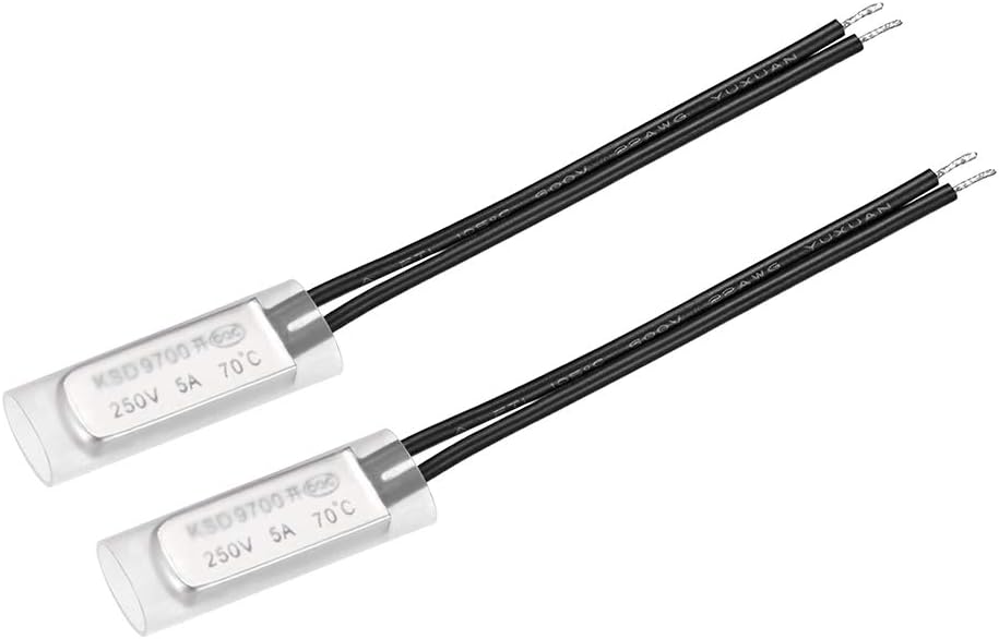 KSD9700 Thermostat, 70°C Normally Open Temperature Switch Thermal Switch, N.O 5A Metal Temperature Controller 2pcs