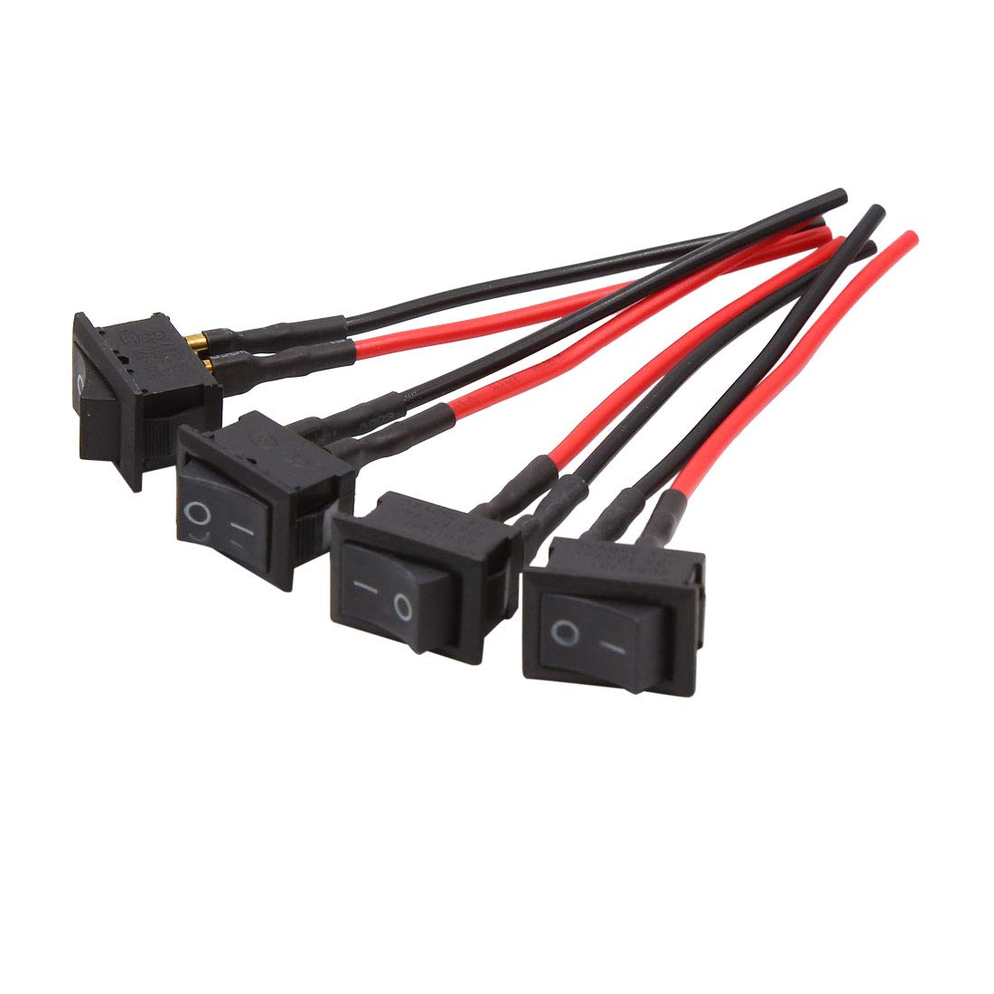 4 Pcs Rectangle Wired Latching Type SPST ON-Off Type Car Boat Rocker Switch