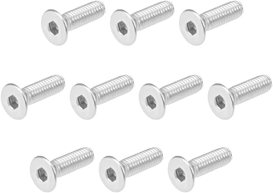 M4x12mm Flat Head Machine Screws Inner Hex Screw 304 Stainless Steel Fasteners Bolts 40Pcs