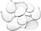 Teardrop Pendant Blank Tray, 10Pcs 18mm - Stainless Steel Cabochons Setting Blank Connector Base for DIY Jewelry and Making Embossed Photo (Silver)