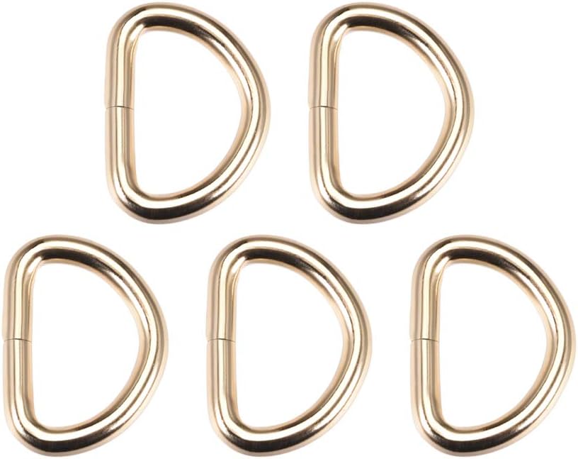 LinkMejor 5pcs Metal D Ring 1"(25mm) D-Rings Buckle for Hardware Bags Belts Craft DIY Accessories Gold Tone