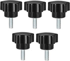 5 Pcs Star Knobs Grips M6 x 20mm Male Thread Steel Zinc Stud Black PP