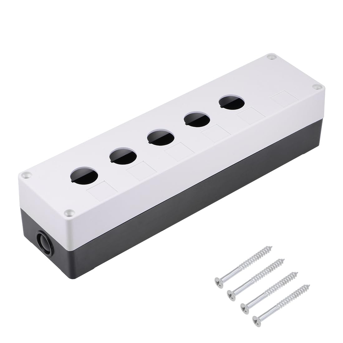 Push Button Switch Control Station Box 22mm/ 0.86 Inch Hold 5 Button Aperture Plastic Push Button Station (White,Black) 1set
