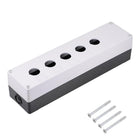Push Button Switch Control Station Box 22mm/ 0.86 Inch Hold 5 Button Aperture Plastic Push Button Station (White,Black) 1set