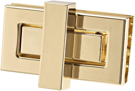 LinkMejor 1 Set Rectangular Purses Twist Lock 44mm X 22mm Clutches Closures for DIY Bag Making - Light Gold