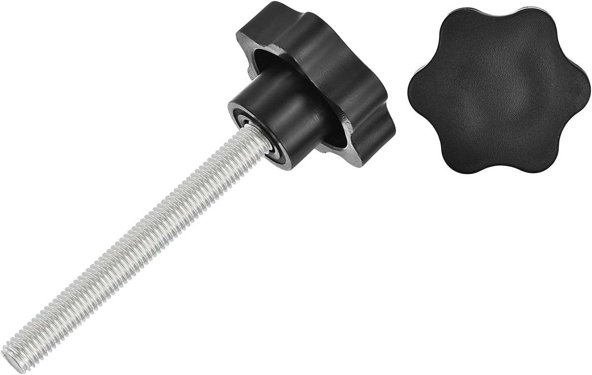 2Pcs Star Knobs, M10x90mm Plastic Hex Shaped Clamping Handle Screw Knobs, Hand Tightening Star Screw Knobs for Machinery Umbrella Base Replacement