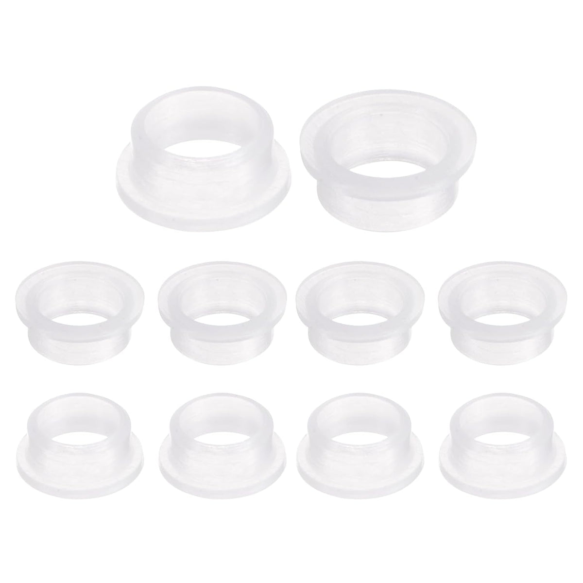 10pcs Flanged Sleeve Bearings Plastic Bushings 8.1mm Bore x 10.1mm OD x 5mm Length Nylon Bushings, White
