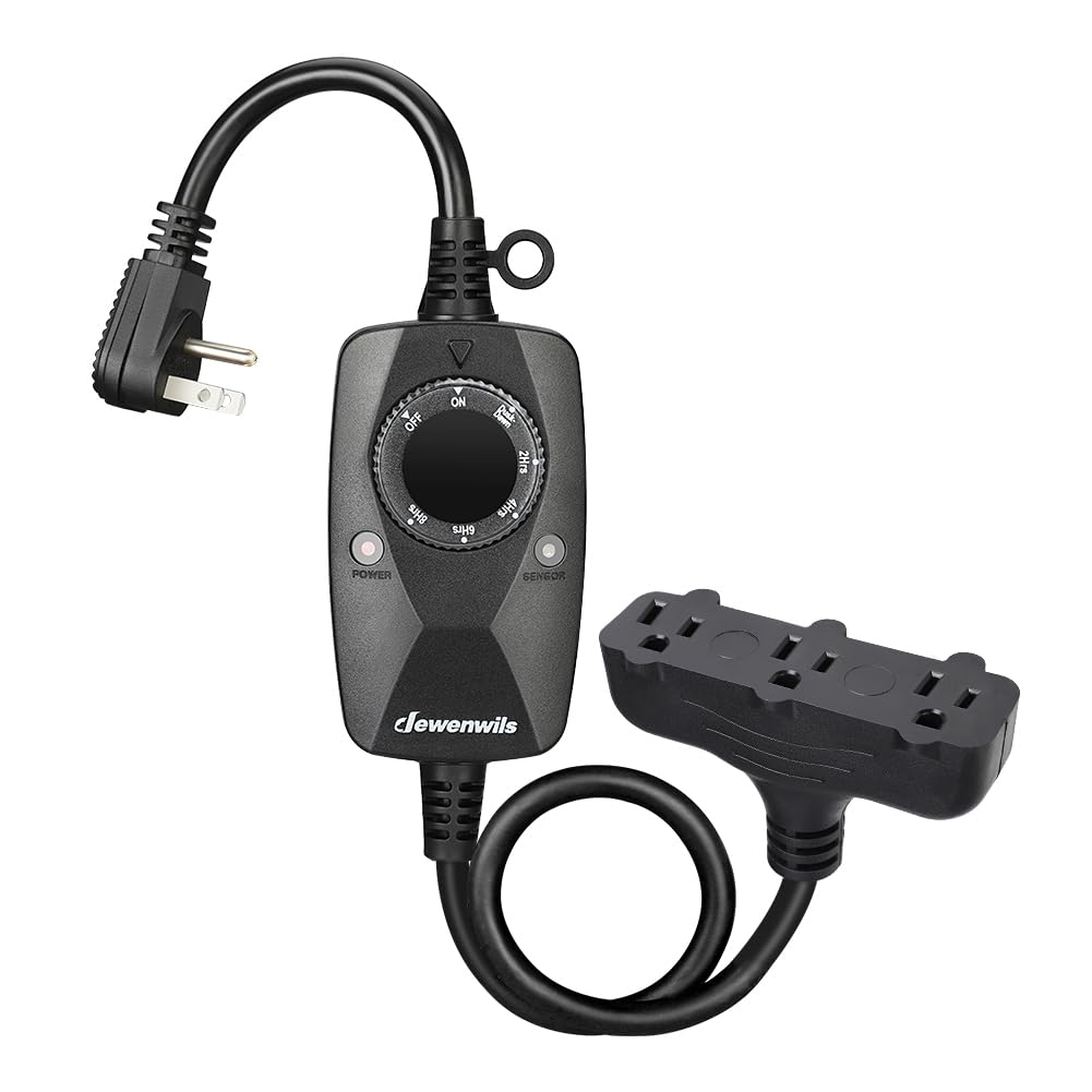 LinkMejor Timer de Iluminat Outdoor, Rezistent la Vreme cu Cablu de Extensie de 2 FT