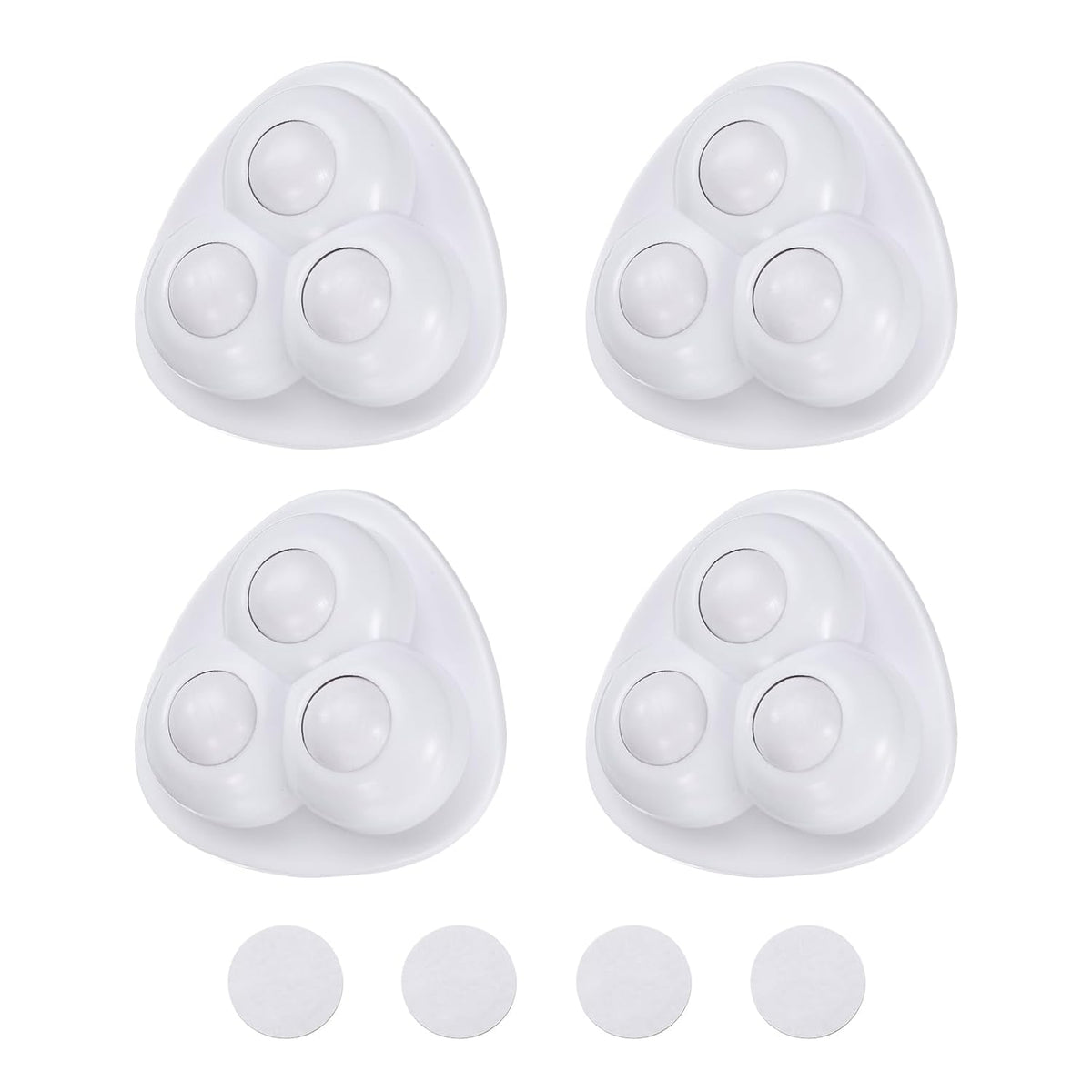 4 Pcs Self Adhesive Caster Wheels, 360 Degree Rotation Mini Caster Swivel Rollers Universal Sticky Swivel Wheels for Furniture Storage Bins Trash Can (White, 3 Nylon Rolling Ball)
